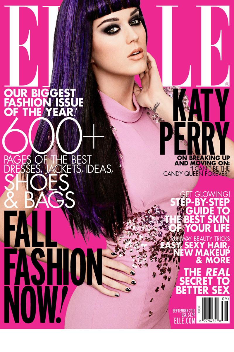 Katy Perry intight pink dress for Elle Magazine